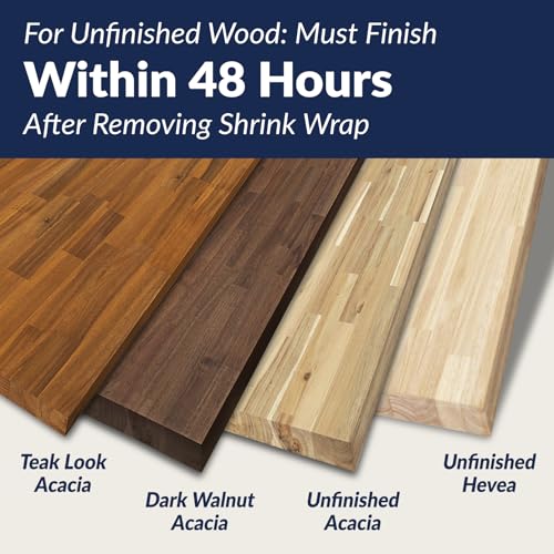 4ft L x 30in Acacia Butcher Block Table Top, Desktop, Unfinished Solid Wood Butcher Block Countertop for DIY Desktop/Coffee Table/Workbench, 1.5in Thick