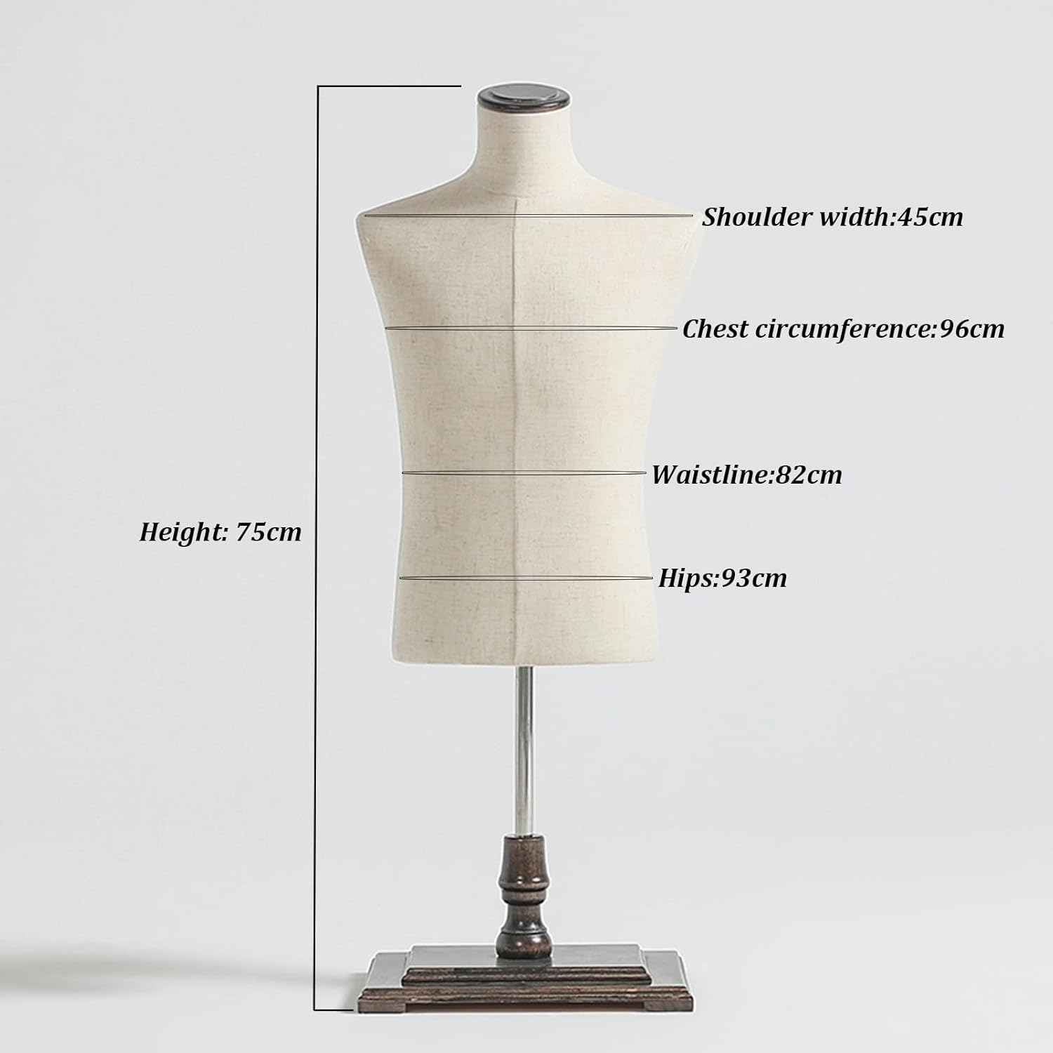 Mannequin Mannequin Body Torso Male, Tailors Dummy Sewing Maniquins Body Dress Form with Wooden Base Stand for Counter Retail Store Clothing Display Bust, 3 Col,Black,Round Plate,B