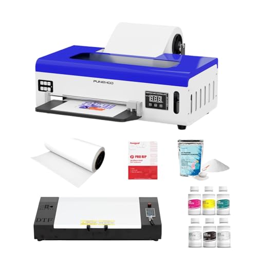 PUNEHOD DTF Printer A4 L800, DTF Transfer Printing Machine with White Ink Circulatory for DIY Print Dark and Light Fabrics Direct to Film Printer (with Oven)