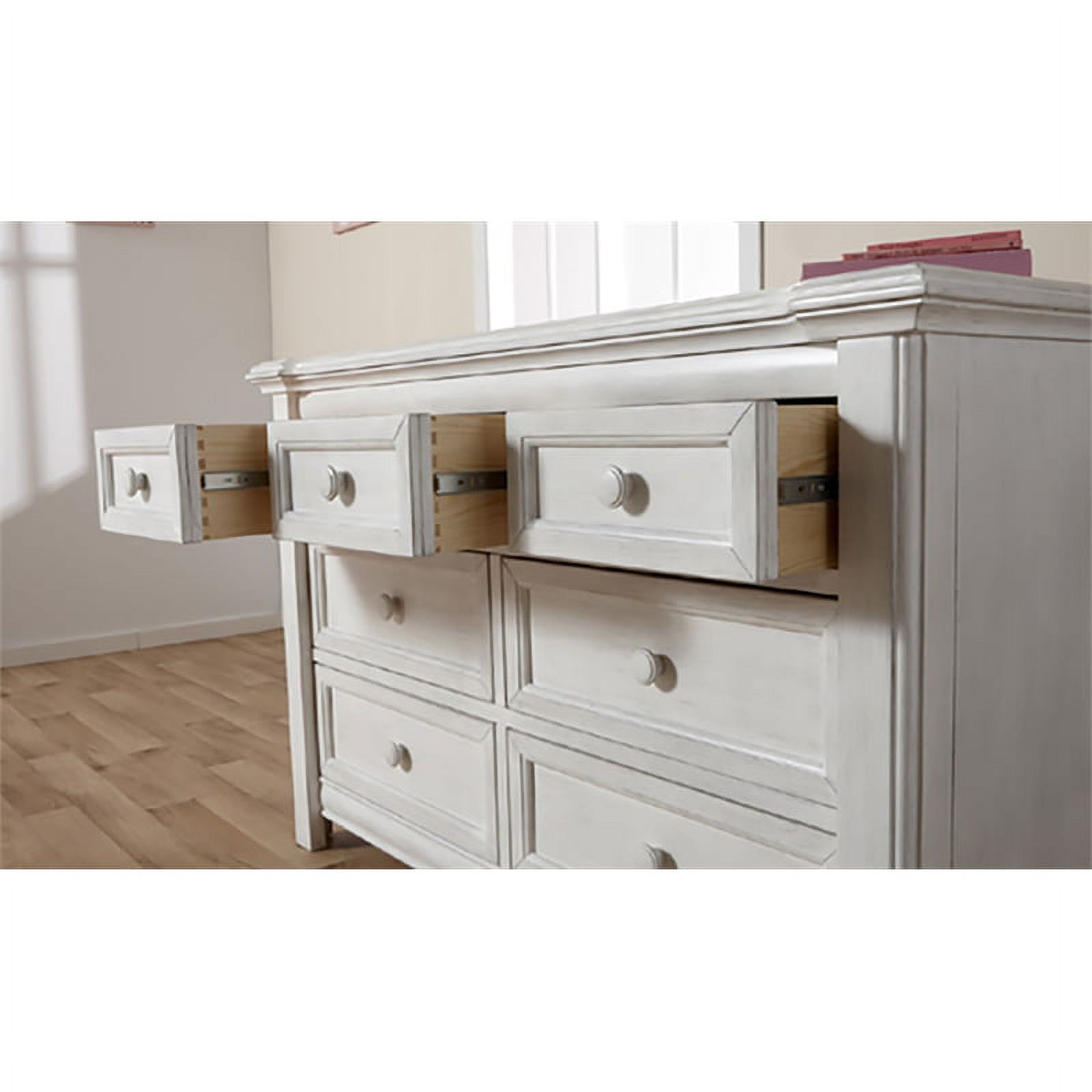 Home Square 3-Piece Set with Panel Crib and Double Dresser and 5-Drawer Dresser