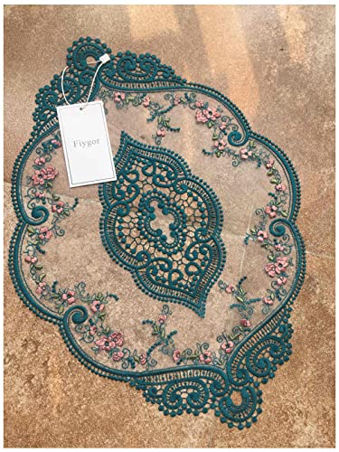 2 Pack 12x18-in Retro Lace Placemats, French Crochet Doilies, Handmade Embroidered Table Mats, Place Mats Cup Mat Placemats, Black