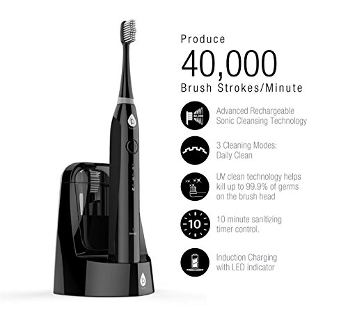 Pursonic S750 Sonic Toothbrush (White) — Smart Series Electronic Power Rechargeable Battery Toothbrush — Electronic Toothbrush for Adults — 12 Bonus Brush Heads — Rechargeable Toothbrushes for Adults