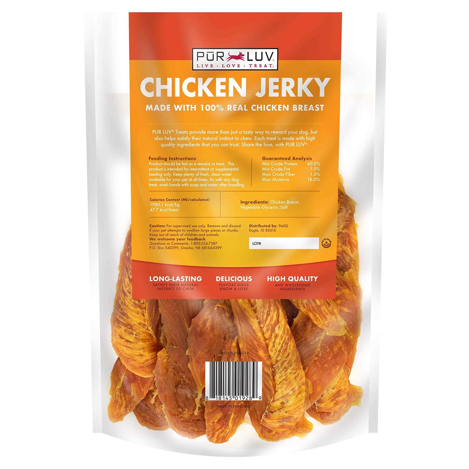 Pur Luv Real Chicken Jerky Dog Treats - Pet Supplies online store