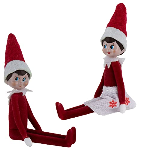 Worlds Smallest World's Smallest Elf on The Shelf Bundle Set of 2 Boy and Girl Light Tone - 4 Inches Tall!