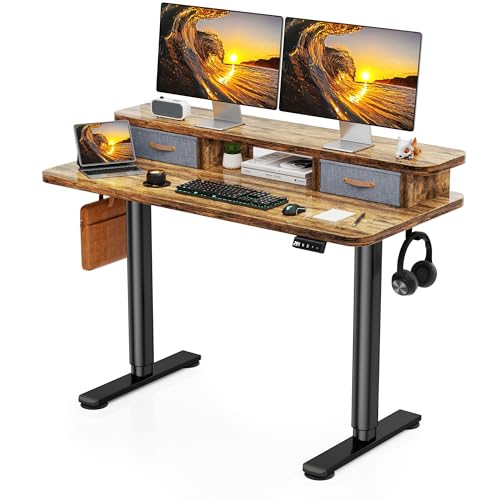 Electric Standing Desk with Dual Drawers, 48