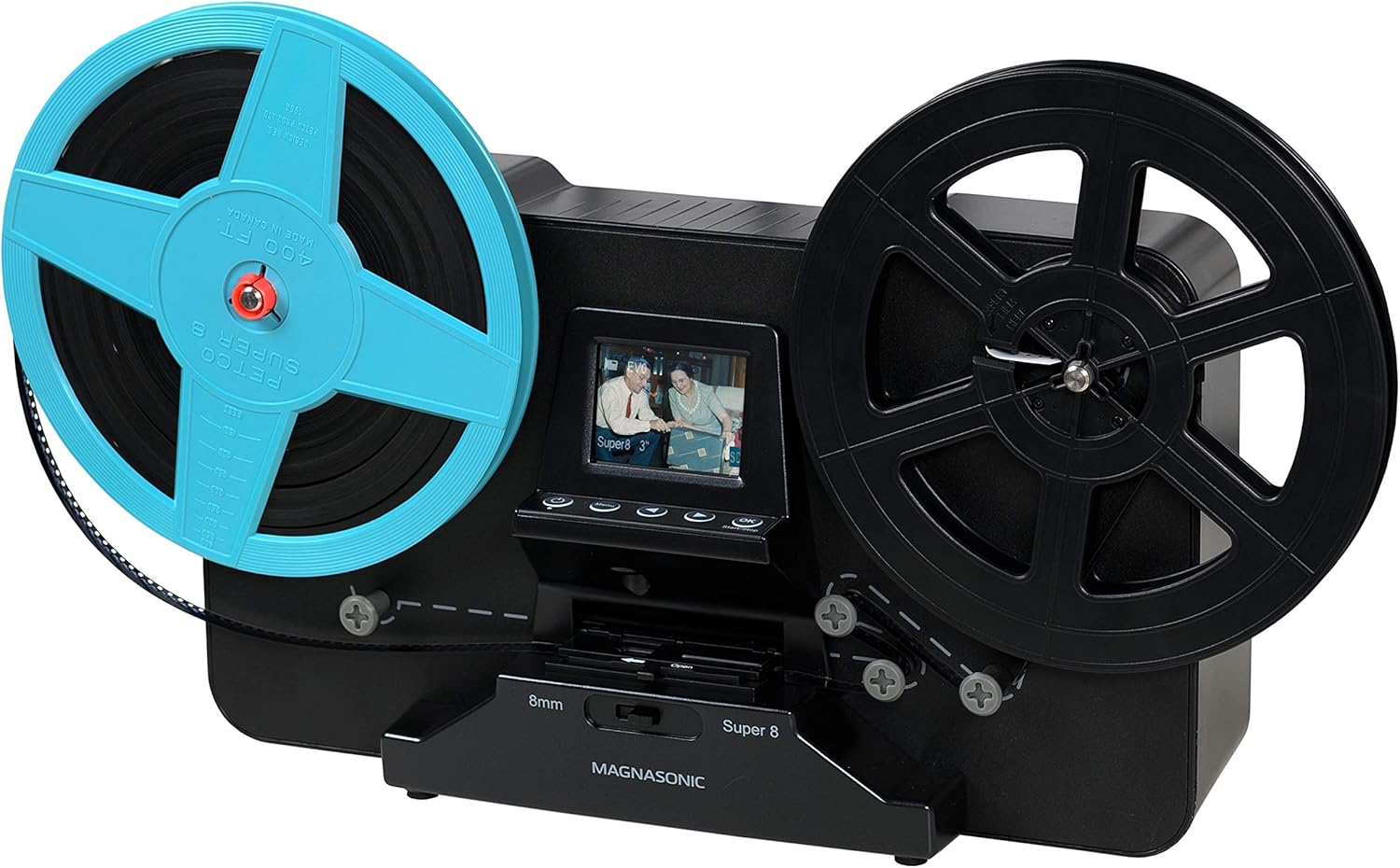 Magnasonic Super 8/8mm Film Scanner, Converts Film into Digital Video, Vibrant 2.3 Screen, Digitize and View 3, 5 and 7 Super 8/8mm Movie Reels (FS81)