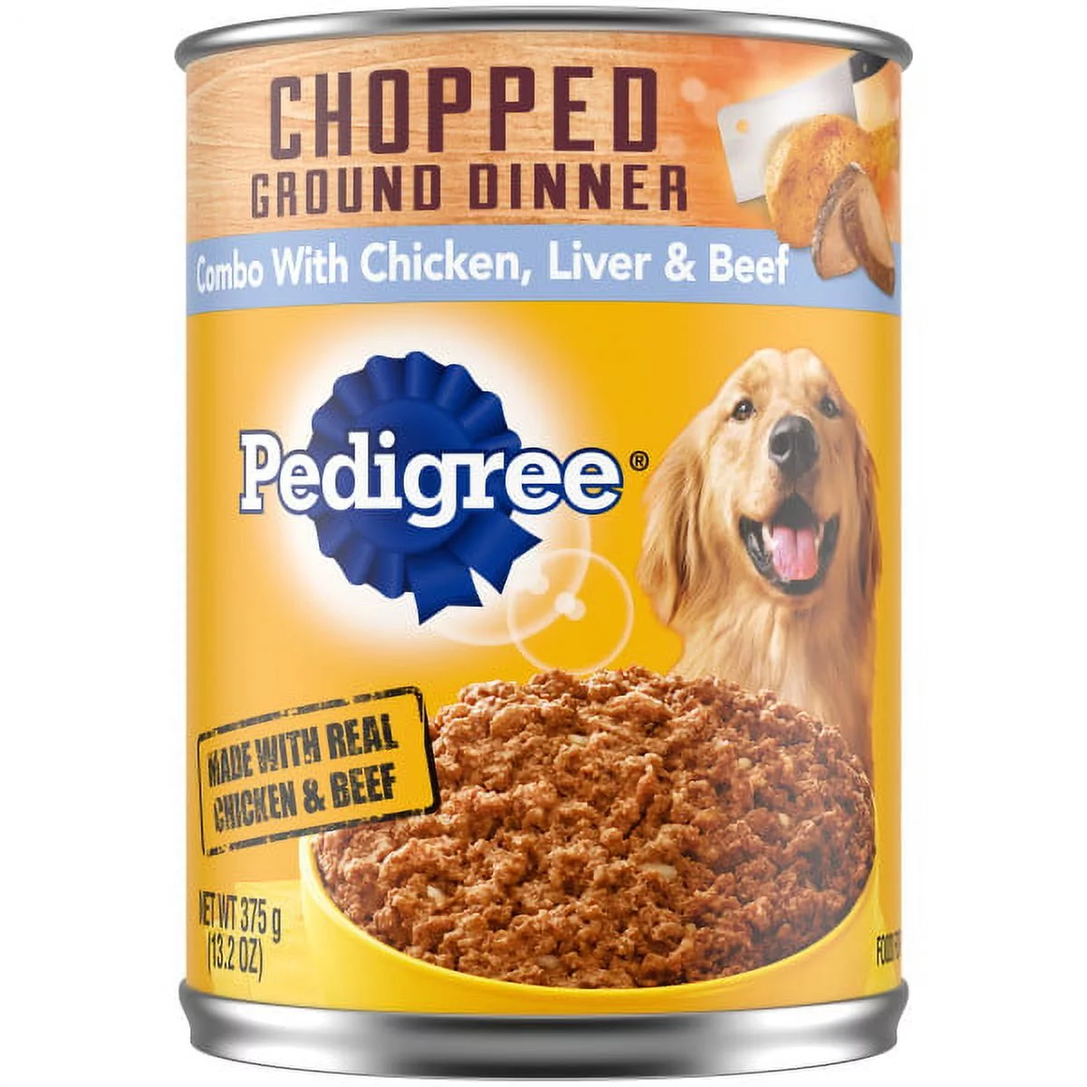 PEDIGREE Chicken Beef & Liver Chopped Ground Dinner Wet Dog Food for Adult Dog,13.2 oz Cans, 12 Pack