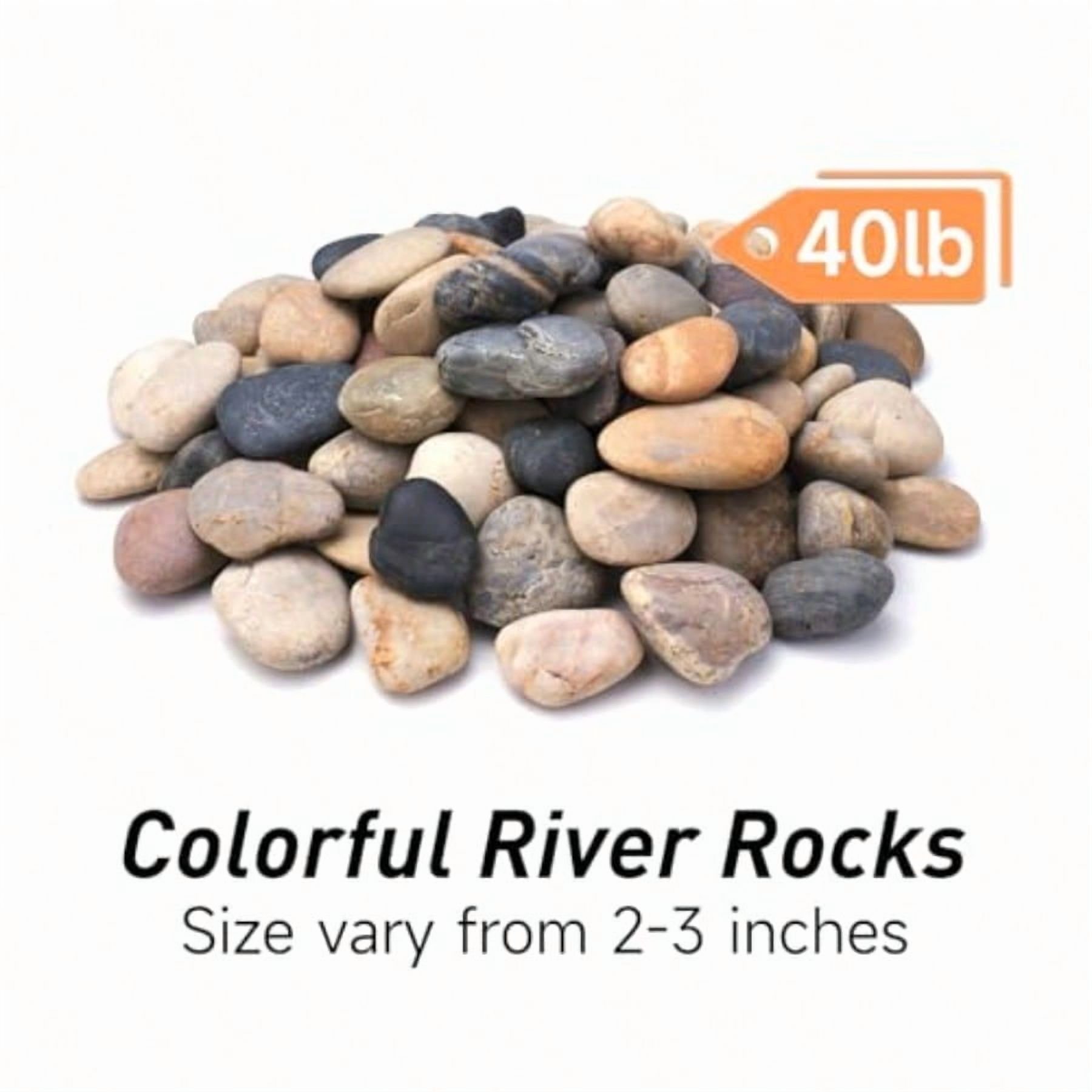 40 lbs River Rocks for Landscaping 2-3 Decorative Garden Stones for Plants Flower Pots Vase Walkways Yard Natural Rocks for Aquarium Fish Tank