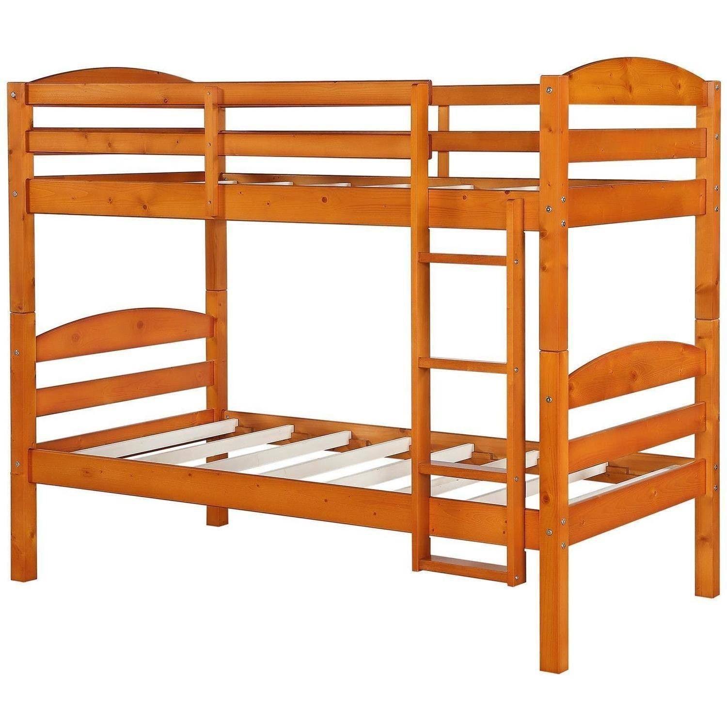 Better Homes u0026 Gardens Leighton Wood Twin-over-Twin Bunk Bed, Pine