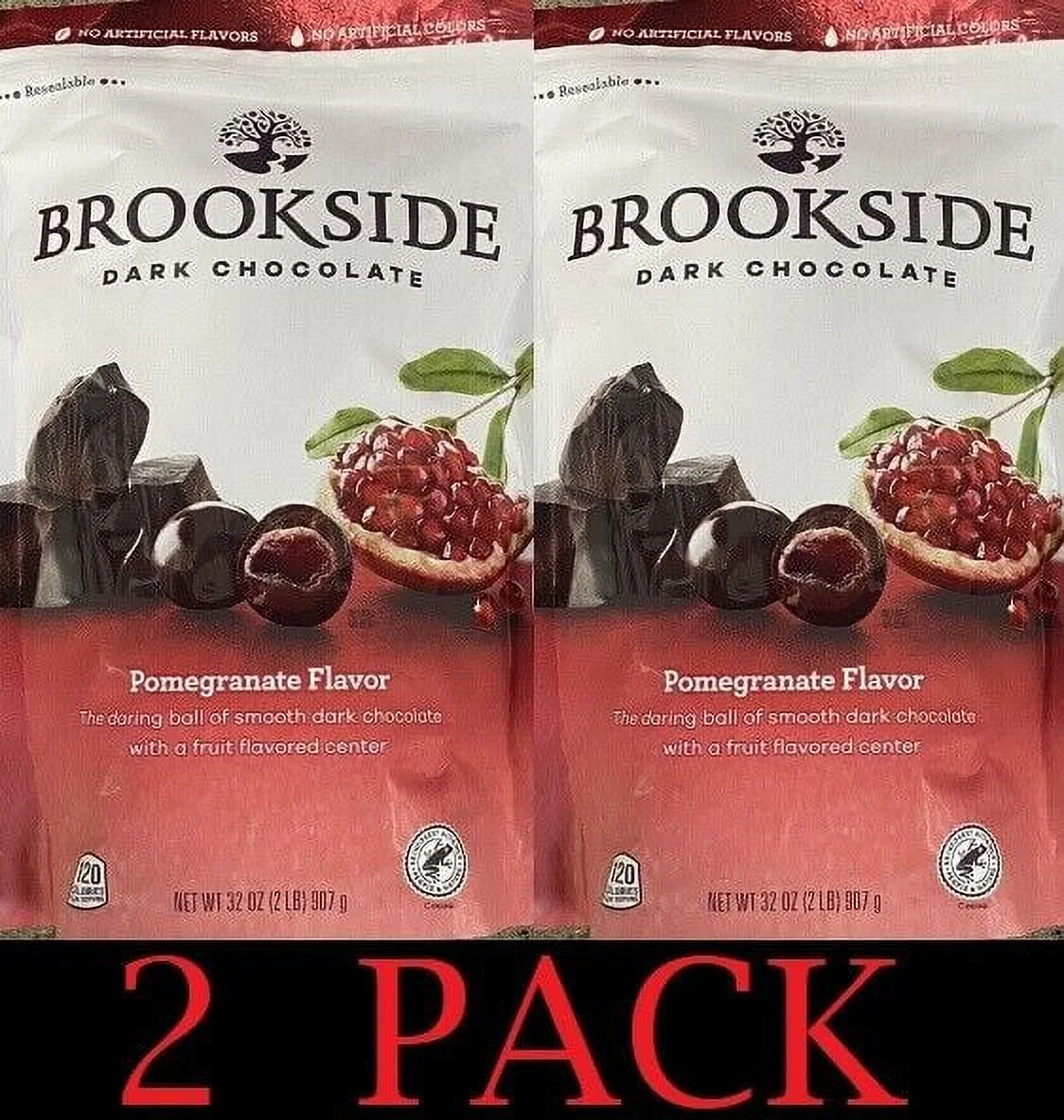 2x Brookside Dark Chocolate Pomegranate Candy 32 Oz Bag - FREE SHIP - 2 PACK