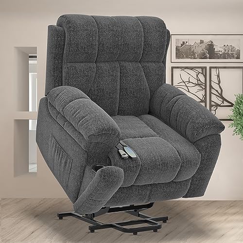 YONISEE Lift Chairs Recliner for Elderly, Super Oversized with Massage and Heat, Overstuffed Wide Recliners, Recliner Chairs for Adults, Heavy Duty and Safety Motion with Cup Holders, USB Ports
