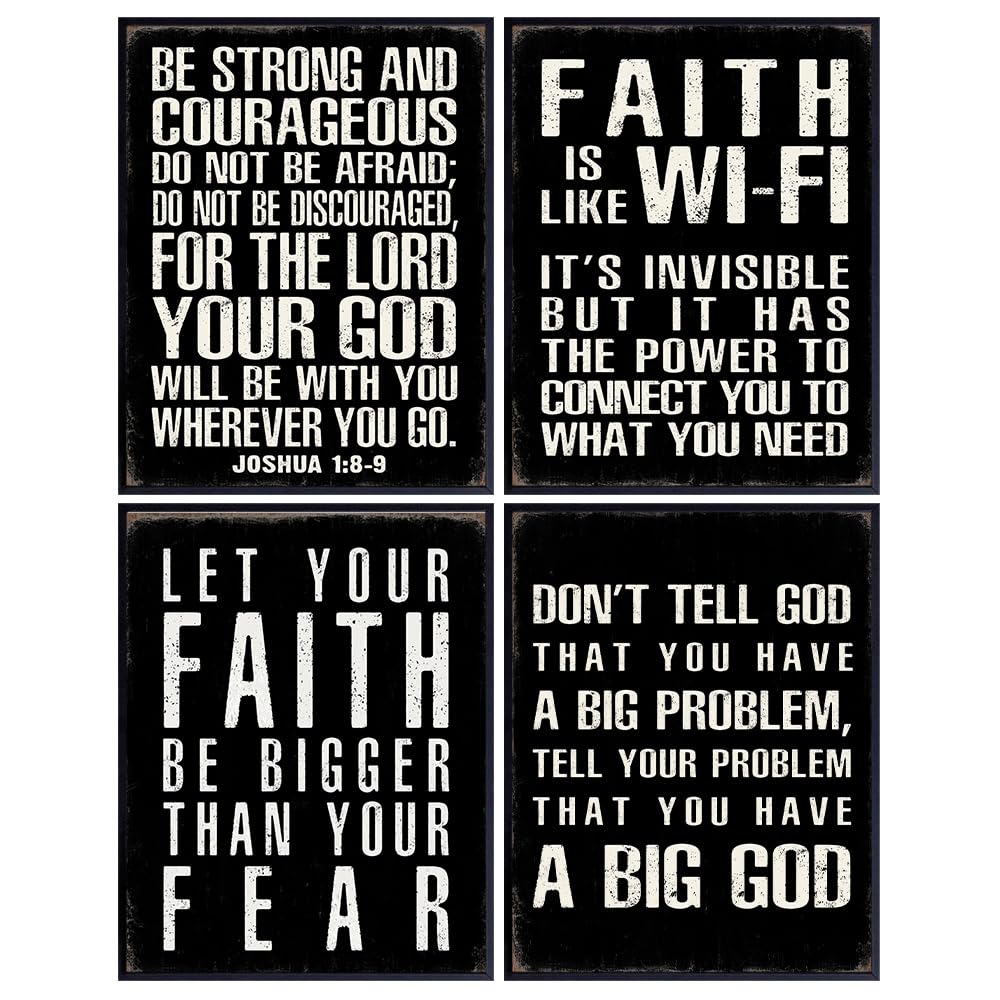 spiritual Religious Scripture Wall Art - masculine Christianity - Christian Gifts for Men, Man cave Home Decor - Catholic Gift - Inspirational Motivational poster - God Wall Decor - Faith Wall Decor