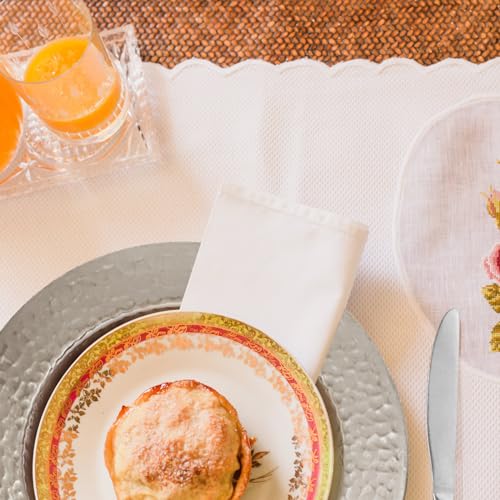 13-Inch Stainless Steel Beaded Charger Plates, Gold Dinner Plate Chargers Set of 6, Round Server Ware