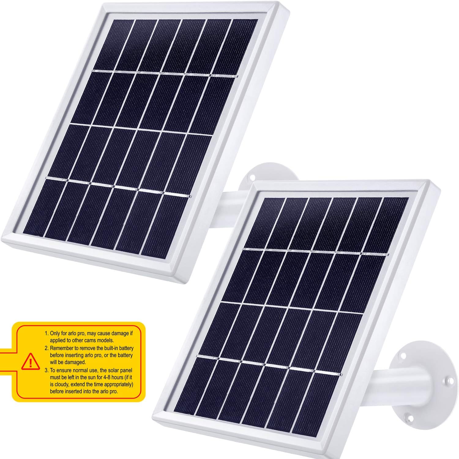 Solar Panel Only Compatible with Arlo Pro, Waterproof Arlo Accessory to Power Arlo Pro Outdoor Security Camera Continuously with Adjustable Mount Bracket, 12 Feet/ 3.6 m Cable (2 Pack)