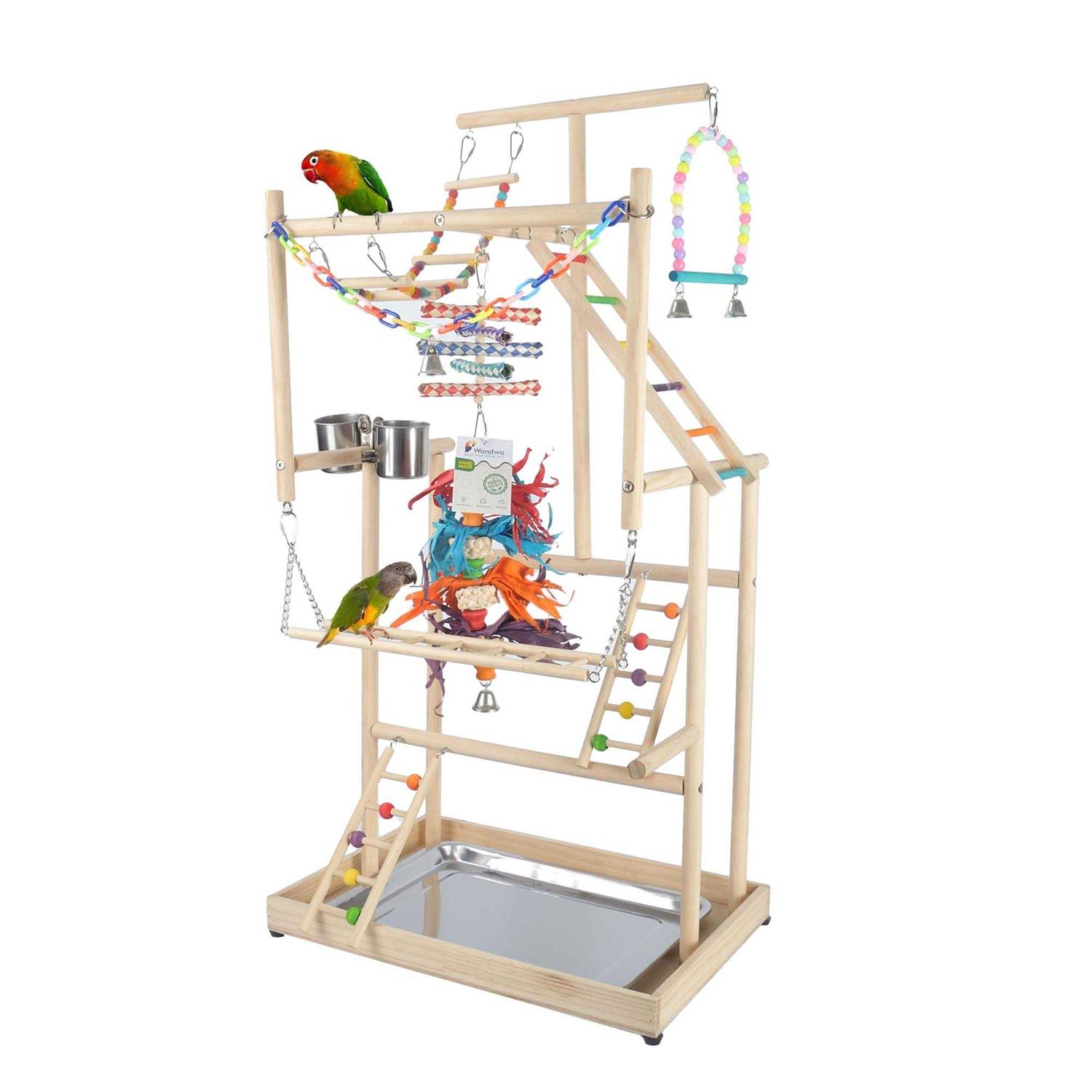 Parrot Playground Large 4 Layers Small Bird Playground Parakeet Bird Play Stand Bird Gym Parrot playpen Play Parrot Playstand Parrot tree - Pet Supplies online store