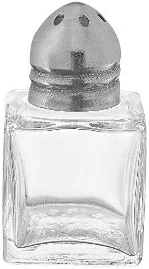 (Set of 12) Mini Salt and Pepper Shakers, 0.5 oz / 1/2 oz Glass Cube Body Restaurant Salt and Pepper Shakers by Tezzorio