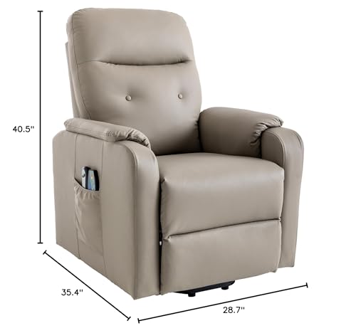 Lift Recliner Chair with Adjustable Angle, Electric Power Lift Chairs Recliners for Elderly with 5 Modes & Side Pocket, Leather Massage Chair Home Theater Seating Single for Living Room, Grey