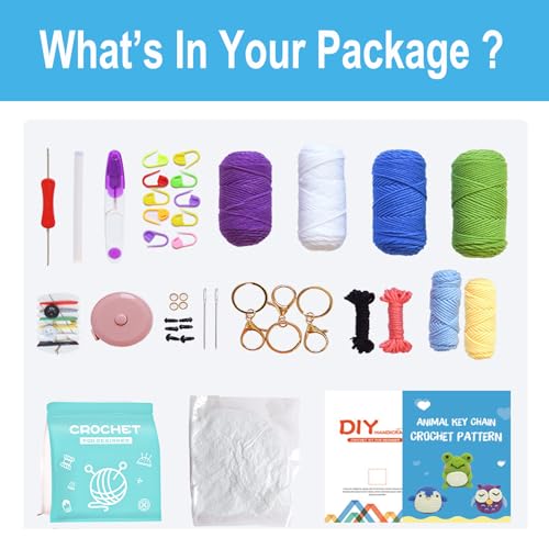 BARRENWOOD Crochet Kit for Beginners, Adult Crochet Starter Kit with Crochet Hooks, Yarn, Markers and Other DIY Crochet Supplies and Step-by-Step Video Tutorials(Duck, Egg, Chick)