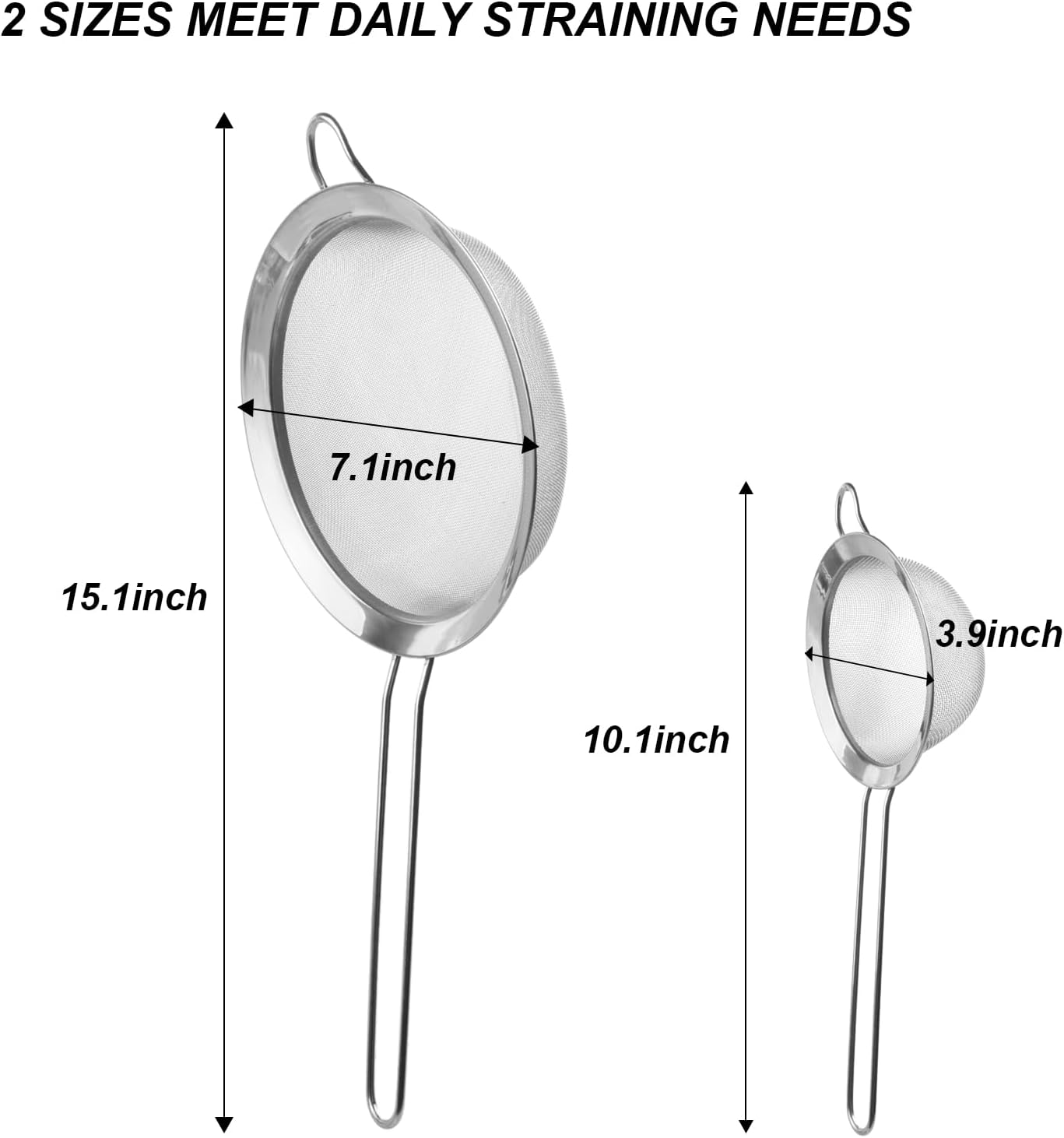 Food Strainer, Premium Stainless Steel Fine Mesh ScreenPremium Stainless Steel Fine Mesh Screen Colander Sieve Filter Sifter Riddle Griddle for Kitchen Rice Juice Quinoa Food Flour Baking