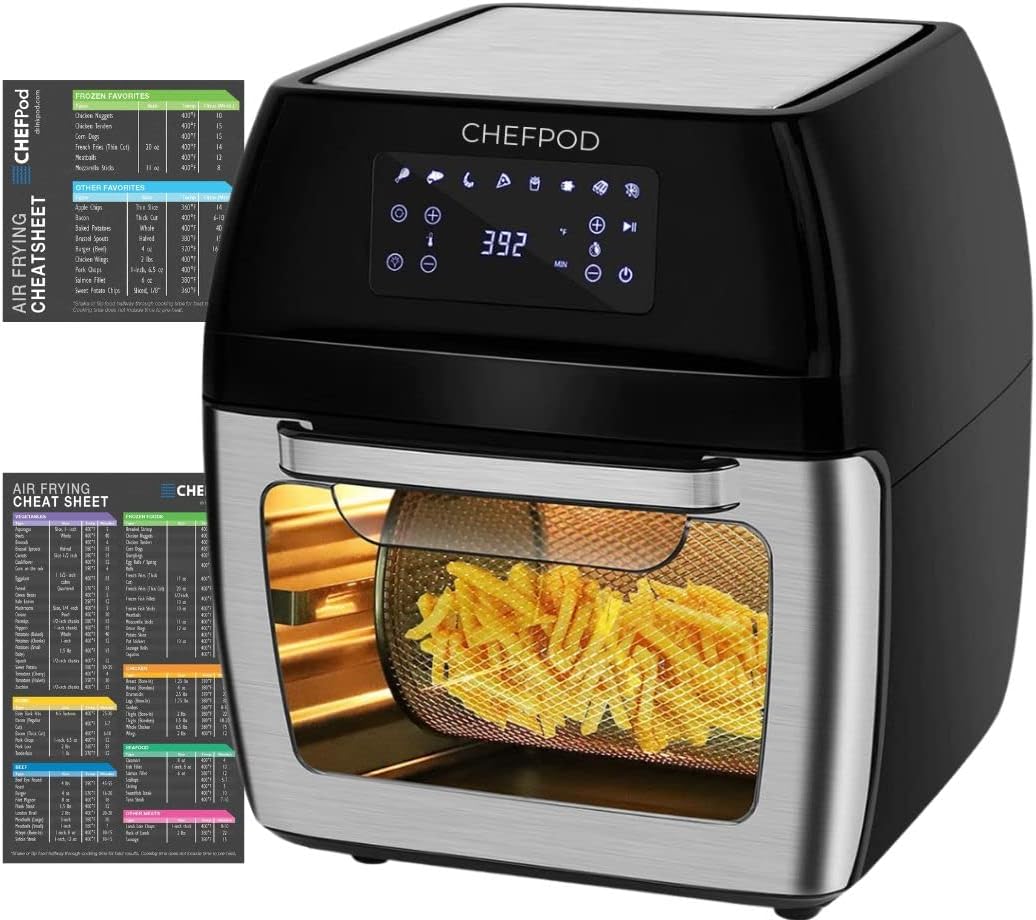 Air Fryer Oven Foodi 8-in-1 Smart Cooking Presets for Baking, Roasting, Dehydrating, BBQ and Rotisserie Chicken. 12.7 Quartz Capacity For Family With Digital Touchscreen Hot Oven Cooker. 18 Accessories Included With Air Fryer Oven | Black / Stainless
