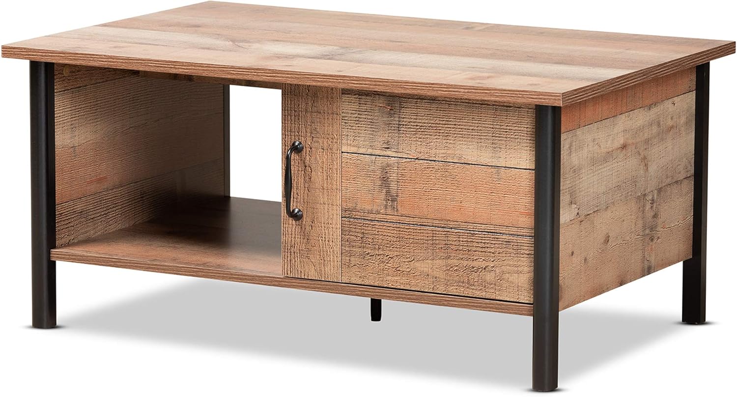 Baxton Studio Vaughan Coffee Tables, Oak Brown/Black