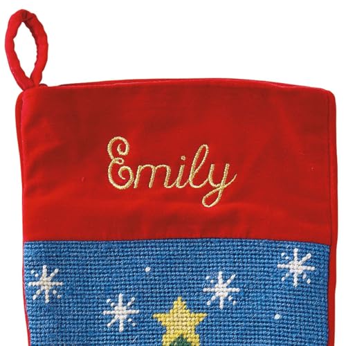 Lillian Vernon Santa Personalized Heirloom Christmas Needlepoint Stocking Stocking, 100% Wool, 9.5