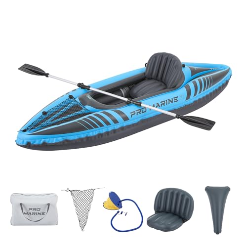 1 Person Inflatable Kayak Set Blow up Boat Adjustable Seats and Backrest, Air Pump and Carry Bag