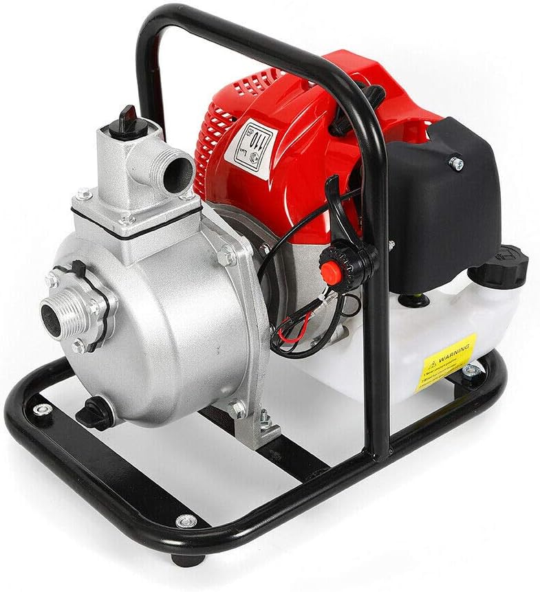 TFCFL Water Transfer Pump Gas, 43CC 1.7HP Petrol Gasoline High Flow High Pressure water Pump Handy Irrigation Pump 2 Stroke Portable Landscaping or Gardening Irrigation