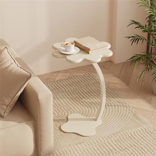 Accent Side/End Table, 19'' Flower Shape Farmhouse Side Table,Coffee Table Tray Top Accent Table for Living Room Bedroom, Small Space (Black001)