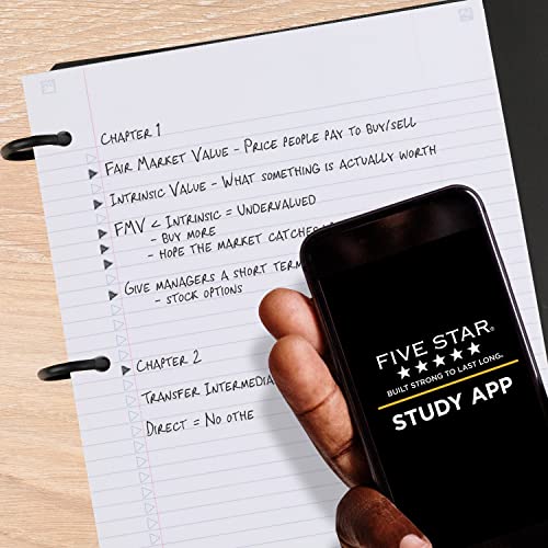Five Star Flex Refillable Notebook + Study App, College Ruled Paper, 1 Inch TechLock Rings, Pockets, Tabs and Dividers, 200 Sheet Capacity, Color Will Vary (29328)