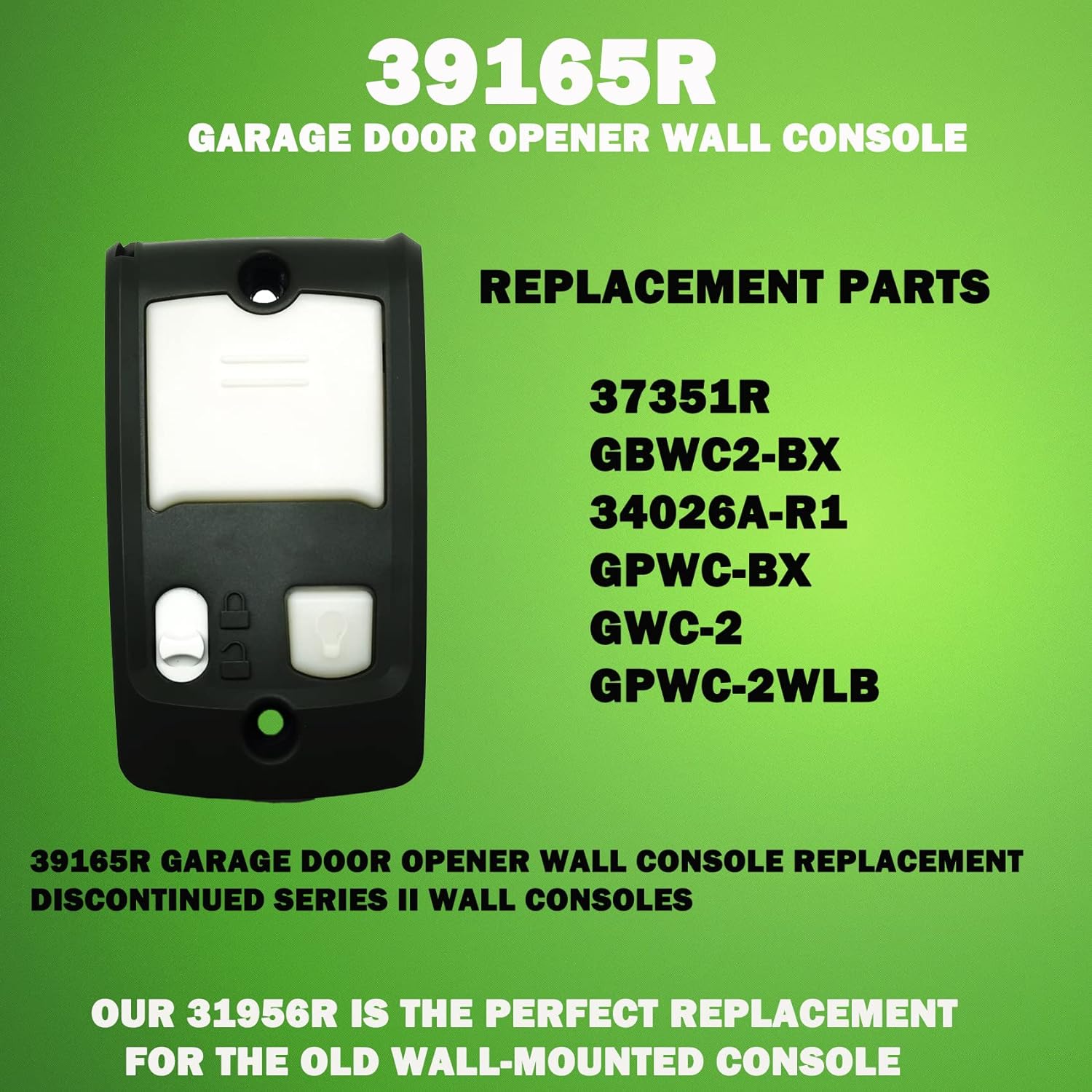 Garage Door Opener Wall Console Compatible with All Genie Series II Garage Door Openers,Sure-Lock+Light Control Button Wall Mount Wired Keypad Replace for 39165R GBWCSL2-BX 37351R GBWC2-BX GPWC-2WLB.