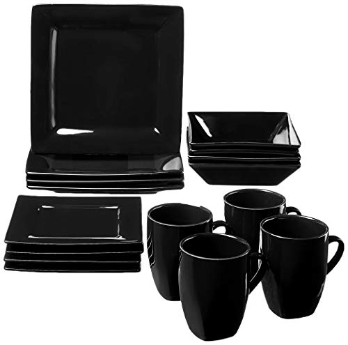 10 Strawberry Street Nova Square 45 pc Dinnerware Set, Black