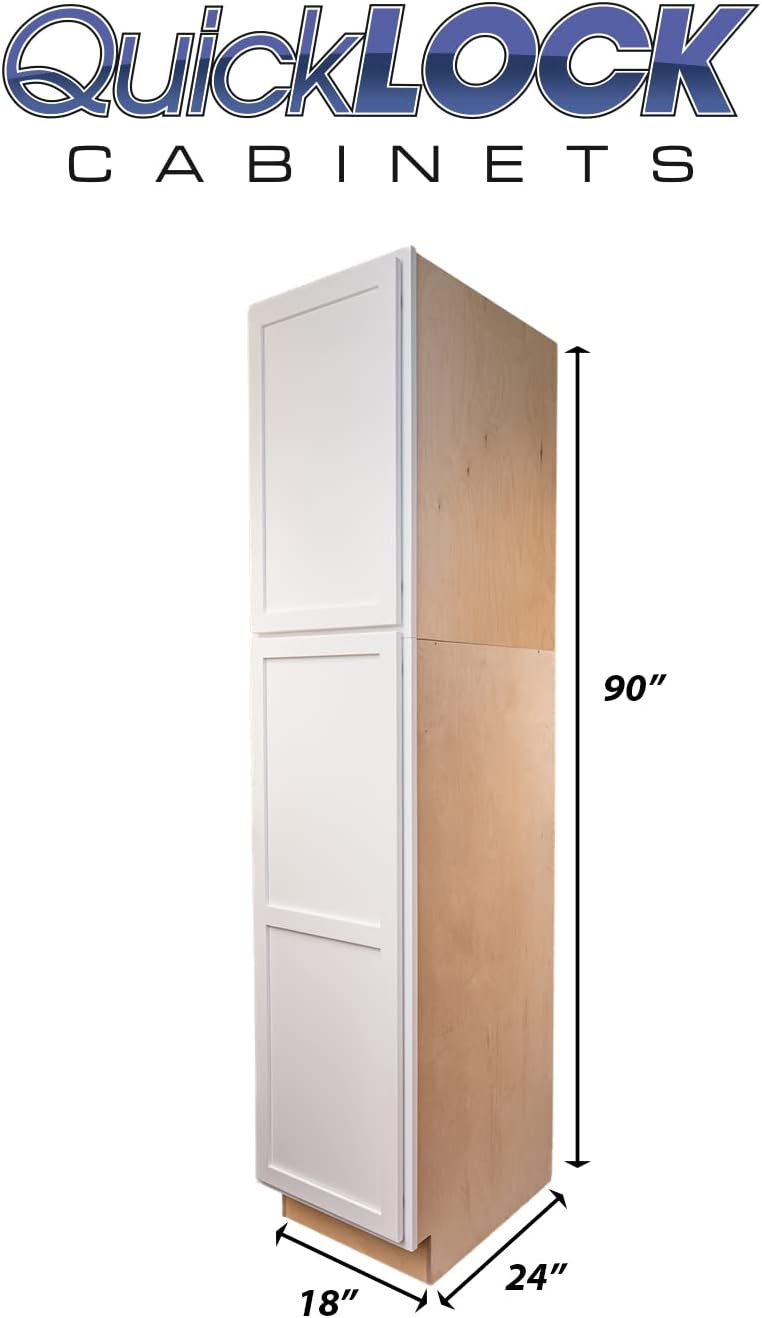 Quicklock RTA (Ready-to-Assemble) | Base Kitchen Cabinets - Shaker Style | 100% Plywood | Made in America | Soft Close Hardware (Pure White, 24