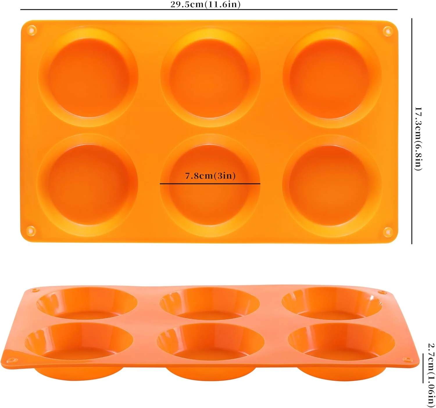 3PCS Muffin Top Pan, Silicone Egg Mold for Breakfast Sandwiches, 3" Round Egg Molds Pan for Baking English Muffins, Whoopie Pies, Corn Bread, Tarts, Dishwasher Safe