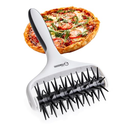 Chef Pomodoro Stainless Steel Pizza Dough Docker Roller (21 x 14.5 cm, Spike Length 7 mm) - Essential Kitchen Tool for Crackers Chef Pomodoro Stainless Steel Pizza Dough Roller