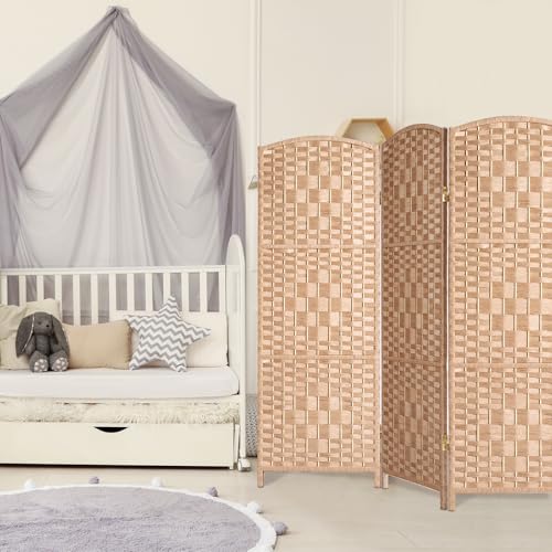 Small Room Divider, Privacy Screen, Short Room Dividers and Folding Privacy Screens, Foldable Temperary Wall Partitions, 3 Panel Dark Mocha Space Separation Separator