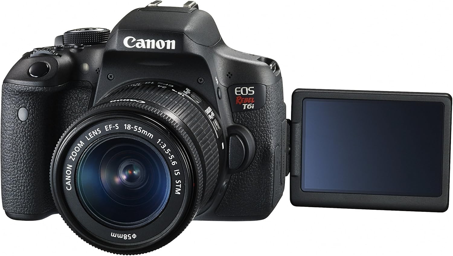 Canon EOS Rebel T6i Digital SLR with EF-S 18-55mm IS STM Lens - Wi-Fi Enabled (Renewed) With 2 Year Warranty