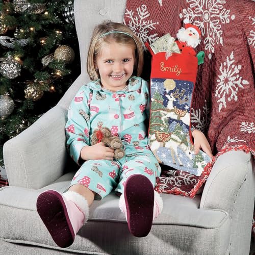 Lillian Vernon Santa Personalized Heirloom Christmas Needlepoint Stocking Stocking, 100% Wool, 9.5