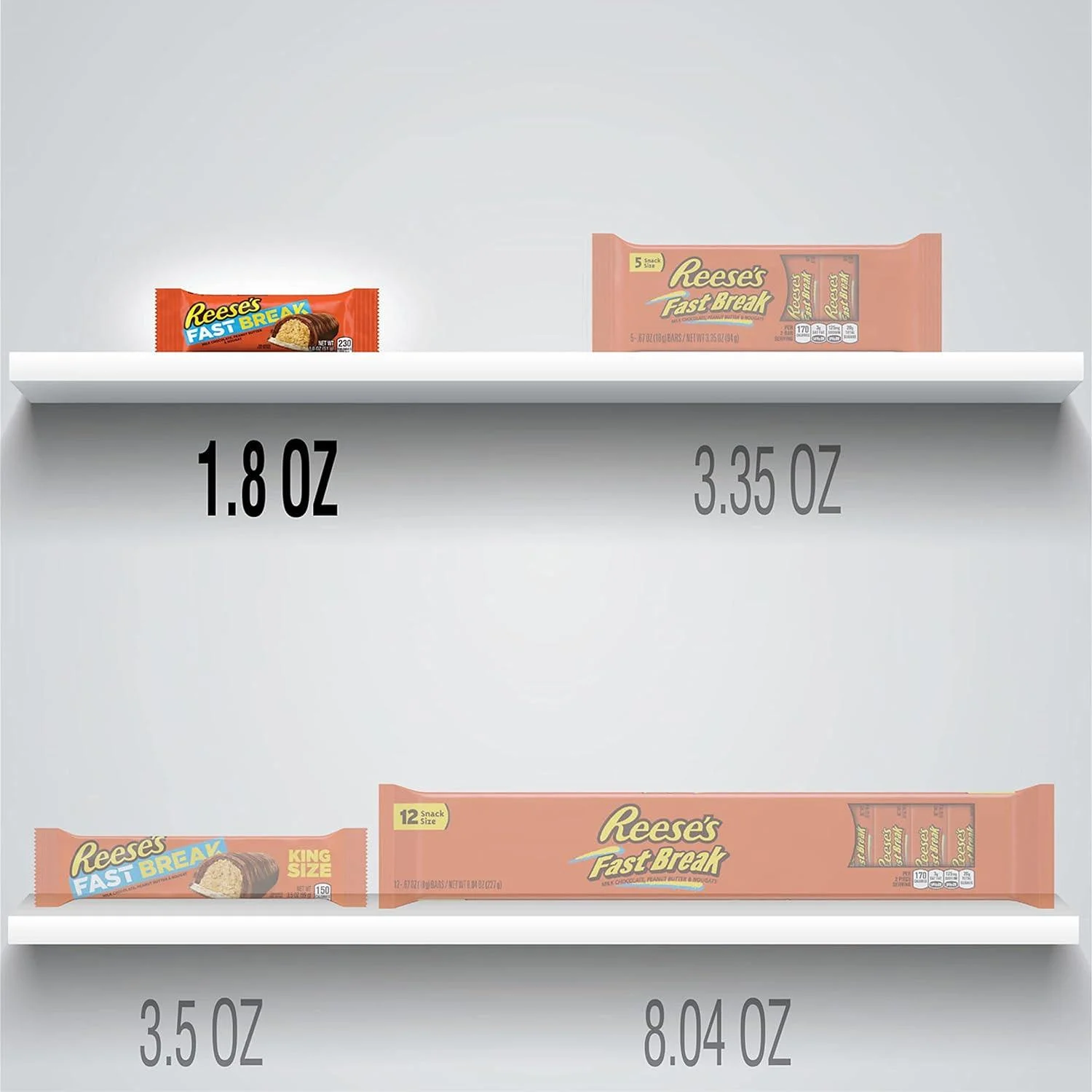 6 pack of REESE'S FAST BREAK Peanut Butter Nougat Candy Bars- A Tasty Treat | 1.8 oz | RADYAN