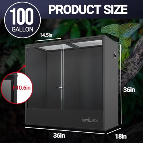 REPTI ZOO 30 Gallon PVC Tall Reptile Terrarium, 18x18x24 Reptile Tank for Frog Lizard Gecko Chameleon Snake, Rainforest Habitat Tank with Sliding Door & Top Screen Ventilation