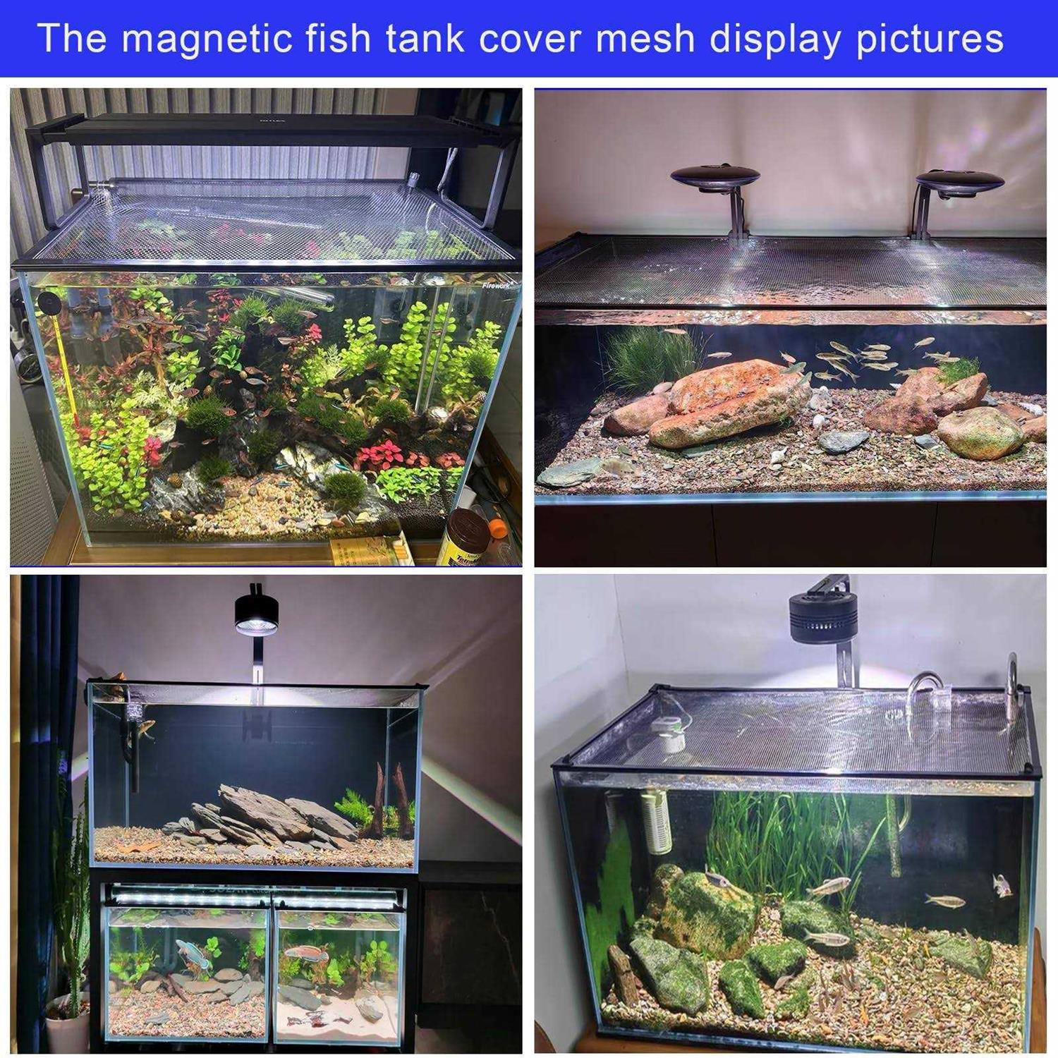 NestBasics Magnetic Aquarium Cover lid Fish Tank lid Anti-Jumping net Cover mesh to Protect Fish Jumping Out of Fish Tank - Pet Supplies online store