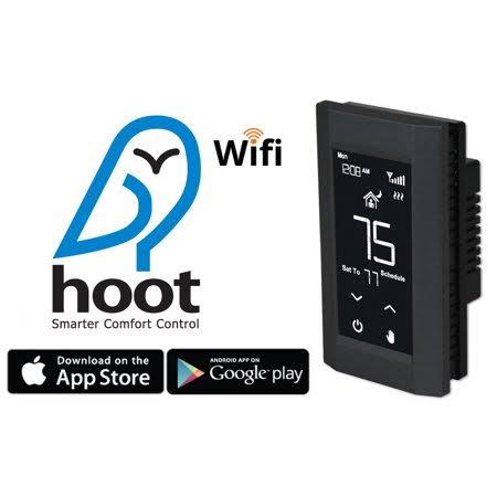 King Electric K901-b Hoot WiFi Line Voltage Programmable Thermostat, 120/208/240V, Single Pole, Black