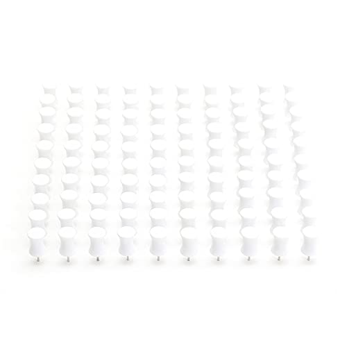 Poppin Push Pins, Set of 100 Thumb Tacks, Cute Push Pins for Bulletin Board and Wall, Unique Hourglass Shape and Rubber Material (White)