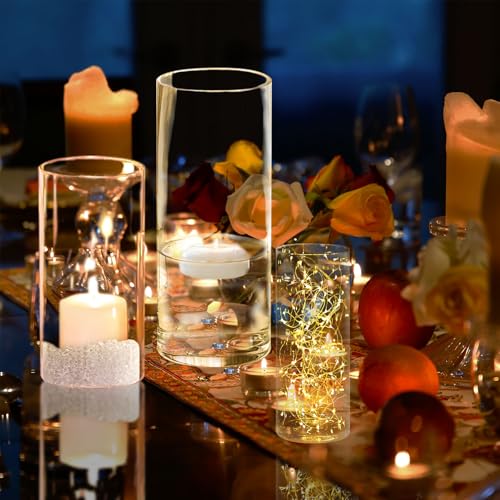 Glass Cylinder Vases for Centerpieces,Floating Candle Hurricane Vases Set 6 Glass Centerpieces for Tables,Clear Vases Centerpieces for Wedding Tables Decorative Versatile as Flower Vases