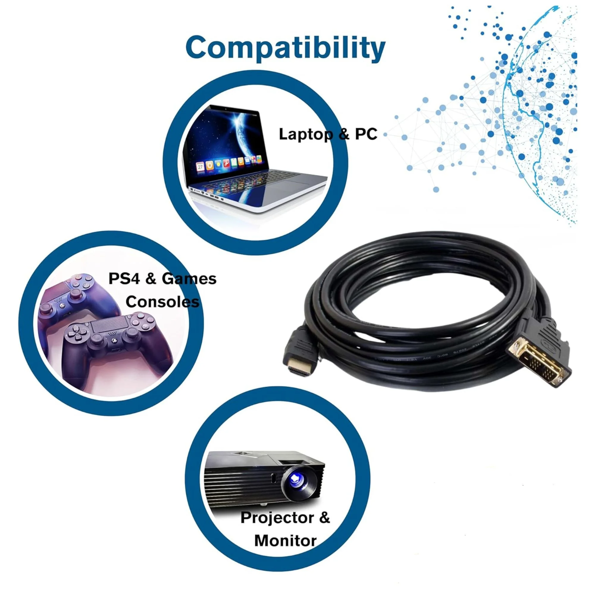 Cables Unlimited 3ft HDMI to DVI Single Link Male Cable for Video Equipment, Black