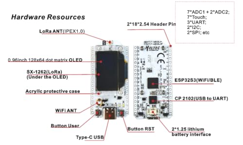 ESP32 LoRa V3 Development Board with 1200mAH Battery - 915MHz SX1262 Meshtastic LoRaWAN BLE WiFi IOT