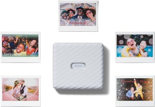 Fujifilm Instant Mini Link 2 Smartphone Printer + Fuji Instant Mini Film (40 Sheets) - BluebirdSales Carrying Case and Microfiber Cleaning Cloth, Instant Mini Link Printer Bundle (Ash White)