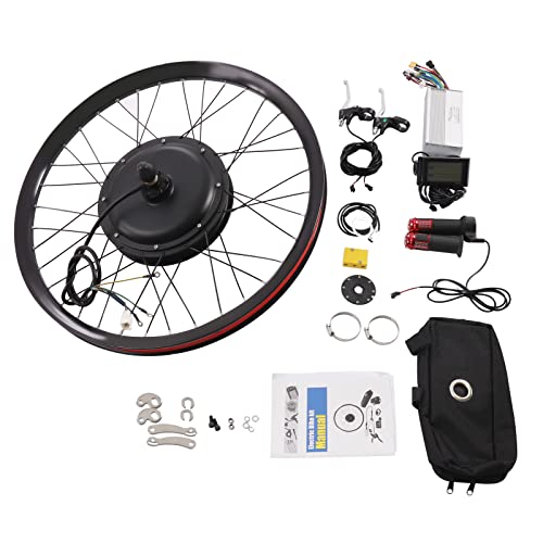 26Inch 72V 2000W Electric Bike Conversion Kit, Rear Wheel Powerful Motor Conversion Kit with Controller & Display, 9-Speed Adjustment E-Bike Kit for Modified Bicycles