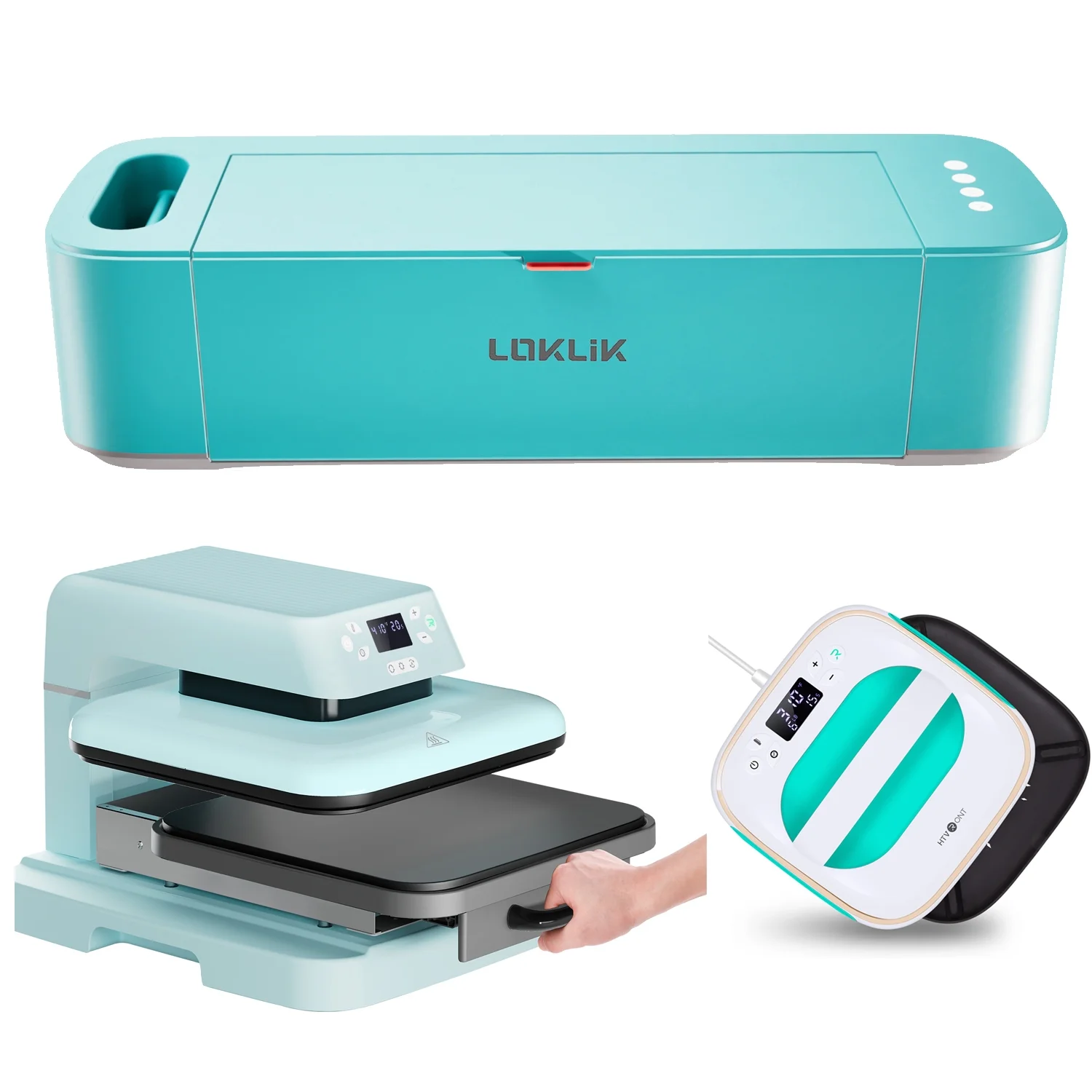 HTVRONT 15X15in Auto Heat Press Machine+10X10in Heat Press Machine+Vinyl Cutting Machine - Curated Treasures Market