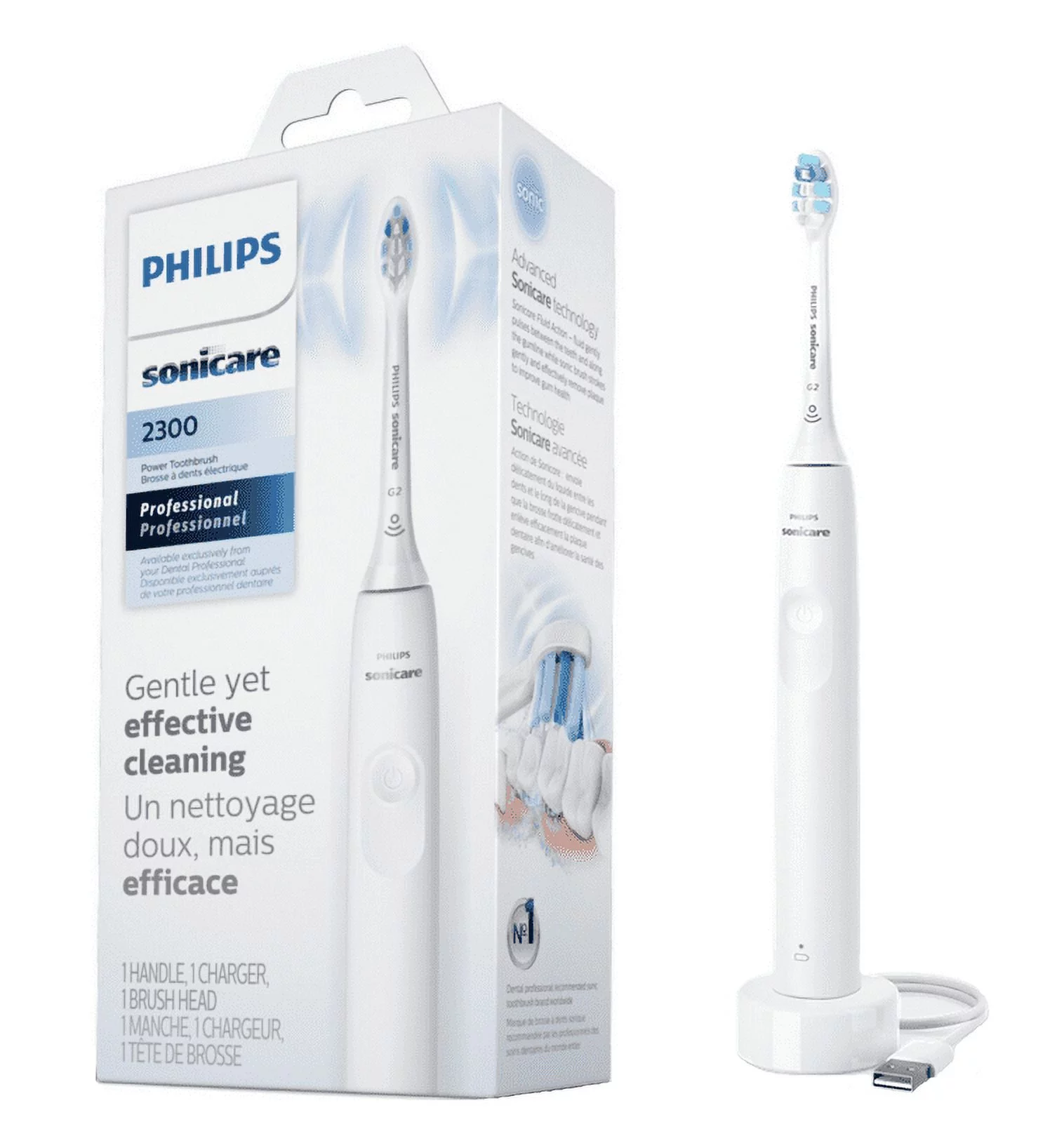Philips Sonicare 2300 Series Sonic Electric Toothbrush White G2 Optimal Gum Care Brush Heads - Curated Treasures Market